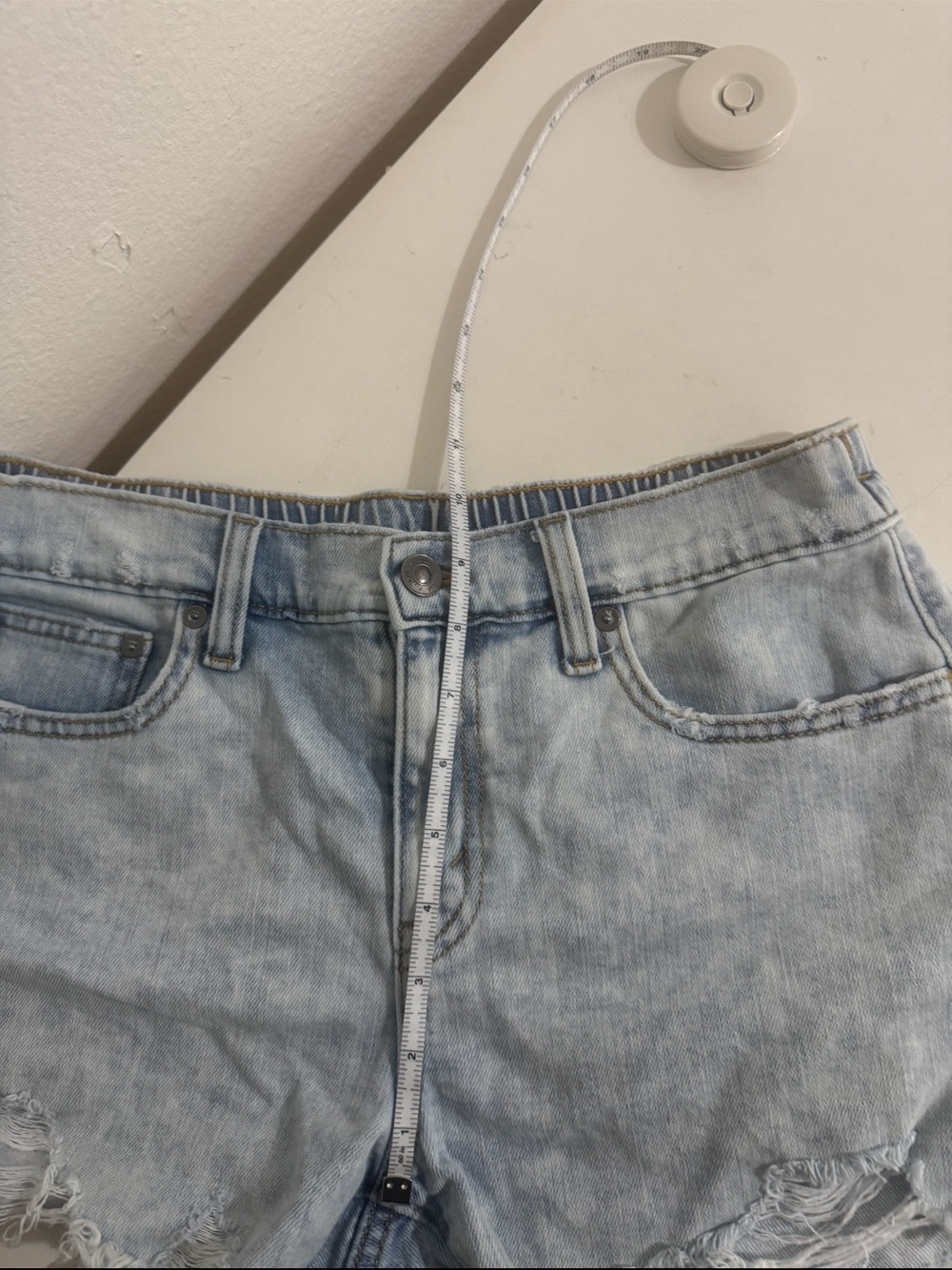 Aerie Light Blue Distressed High-Rise Jean Shorts Size Small - Picture 6 of 8